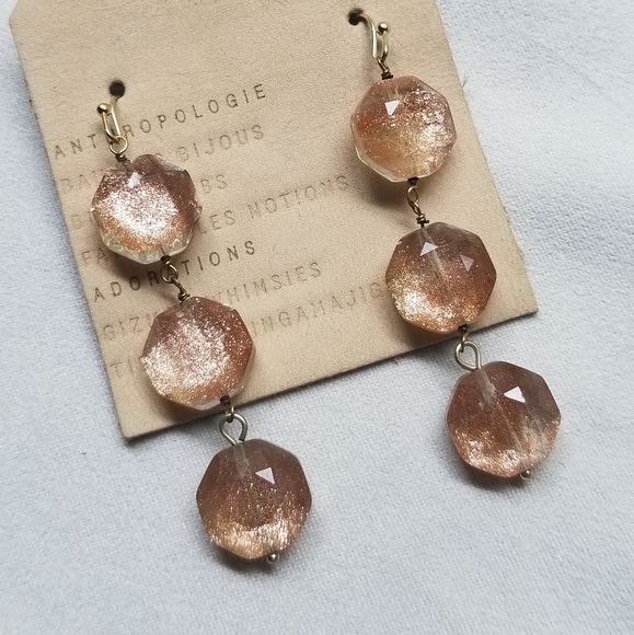Anthropologie Jewelry - Anthropologie Gold Dusted Beaded Drop Earrings